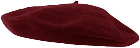 Amagg Wool Black Beret Hat - Lightweight Casual Classic Solid Color French Beret, Wine