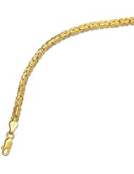 14K Yellow Gold 7.25" 3.80mm Byzantine Fancy Bracelet With Lobster Clasp