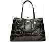 Coach Signature Stitch Leather Patent Framed Carryall Bag 19215 Black