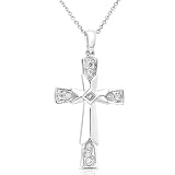 1/4ctw Princess & Round Brilliant Diamond Cross Pendant in 14k White Gold (GH/I1-I2)