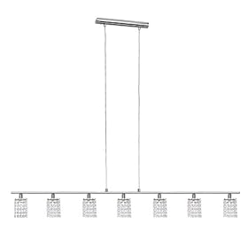 Eglo  85359A Pyton, Chrome/Crystal, 7-Light Pendant Light Fixture