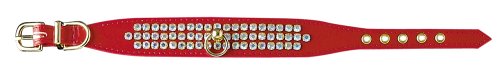 Pet Supply Imports – Red Tahoe 1″ Vinyl Collar with three rows of rhinestones Size 18