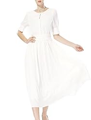 Modest Chiffon/Linen Elbow Length Sleeves Midi Dress 