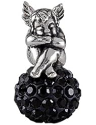 SilveRado (tm) BM038-0 Bling Angel Bling Black Pandora Compatible Bead / Charm