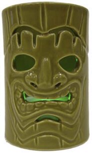 TIKI GREEN CANDLE HOLDERS