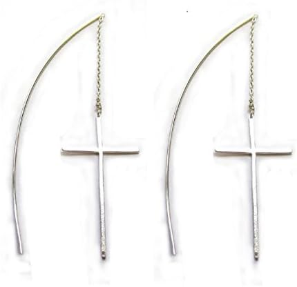 Sterling Silver Cross Threader Earrings.