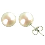 Natural White 7.5-8mm 14k Gold Cultured Pearl Stud Earrings - Dahlia Classic Collection