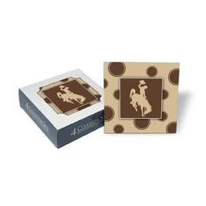 Set of 4 Ceramic Coasters (4x4) Cowboys Polka Dot Coaster Set Wyoming Cowboys Beverage Drinkware by 