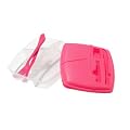 Premier Housewares Plastic 3 Compartment Pink Lid Food Container with Knife and Fork
