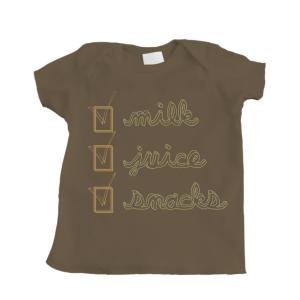 Boy's Brown Infant T-Shirt with Baby Checklist Design - 12 Months