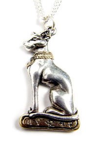 Silver Egyptian BAST Cat Pewter Pendant Necklace GIFT