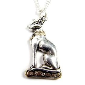 Silver Egyptian BAST Cat Pewter Pendant Necklace GIFT
