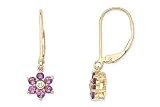 1/2 Carat Amethyst and Diamond 14K Yellow Gold Flower Earrings