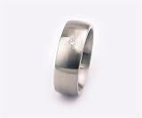 Curved 7mm Stainless Steel Band with Flush-Set 0.02 ct Diamond