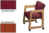 Flared Arm Chair Mahogany Burgundy With Casters. Package of 2