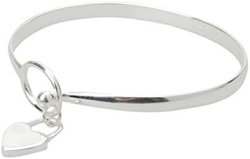 Charming Peach Heart Bangle Bracelet 625 Sterling Silver (Peach)