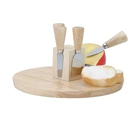 Wooden Rotating Cheese Board with Knives by Danesco by 
