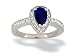 14K White Gold Pear Created Sapphire and Diamond Couture Ring