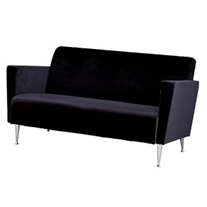 Loveseat Sofa - Memphis Black Polyester Velvet