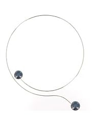 Les Poulettes Jewels - Pearl and Silver Choker Necklace with 2 Copper Tone Round 6 mm Freshwater Pearls