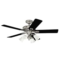 Hunter 20345 Westbury 4-Light 54-Inch 5 Black/Light Cherry Blades Ceiling Fan, Antique Pewter