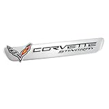 2014 C7 Corvette Stingray Silver & Black Emblem Badge Logo; Universal for Any Car