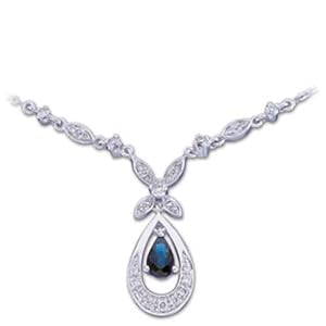 Designer Style Blue Sapphire and Diamond Necklace