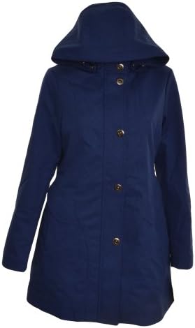 Kristen Blake Womens Detachable Hood Lined Raincoat (Blueberry, Small)