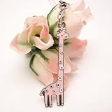 Pink Giraffe Cell Phone Charm Strap Cubic Stone