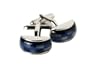 Classy 10 Piece Navy Blue & Gray Catseye Beveled Cufflinks