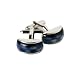 Classy 10 Piece Navy Blue & Gray Catseye Beveled Cufflinks Finished in Silver with Presentation Box