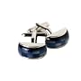 Classy 10 Piece Navy Blue & Gray Catseye Beveled Cufflinks Finished in Silver with Presentation Box