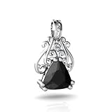 14K White Gold Trillion Genuine Black Onyx Pendant