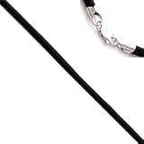18 Inch Long 1.5mm Diameter Black Leather Cord Necklace w/Sterling Silver Clasp