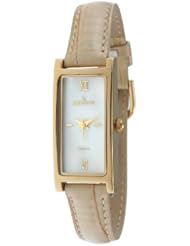 Peugeot Womens 3017TN Gold-Tone Tan Leather Strap Watch
