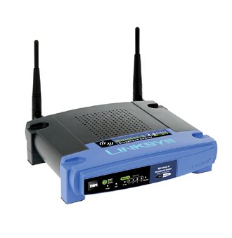Childrens Toyshop  Computer : Linksys WRT54GL-UK, Wireless Access Point Router w/ 4-Port Switch, Black/Blue