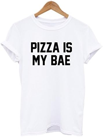 Myriasea Womens Tshirts Pizza Is My BAE Funny T-Shirt Tops White L