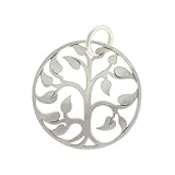 Round Open Design Family Tree of Life Pendant in Silver Plated Bronze, 1 1/8" Diameter, #7441