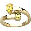 14K Yellow Gold Peridot, Citrine and Diamond Ring