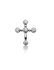 14K White Gold Round Diamond Bezel Set Cross Pendant (1.00ct)