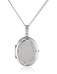 Sterling Silver Engraved Oval 4-Picture Locket, 18"