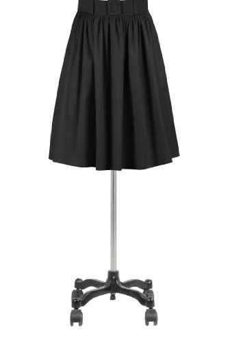 eShakti Women's Belted poplin skirt M-8 Short Black