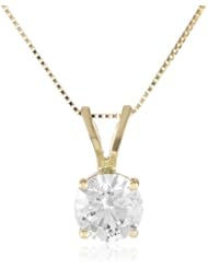 IGI Certified 18k Gold Round Diamond Solitaire Pendant Necklace (1.00 cttw, H-I Color, SI1-SI2 Clarity), 18"