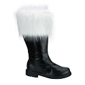 SANTA-100, BLK PU SANTA BOOT WITH WHITE FUR TRIM