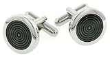 Cufflinks with concentric grey enamel with presentation box