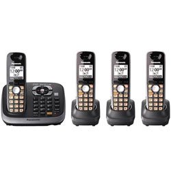 Panasonic KX-TG6544B DECT 6.0 PLUS Expandable Digital Cordless Phone with Answering System, Black, 4 Handsets