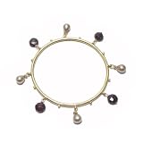 Garnet and Pearl Bangle Bracelet by Elizabeth Showers