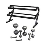 5-50lb Hex Dumbbells and Deluxe 2-tier Rack