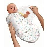 Swaddle Me Adjustable Infant Wrap - White with All Aboard Print (Small)