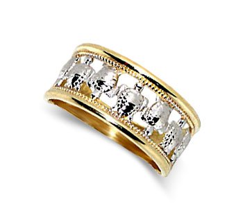 Genuine 10 KT Two Tone Gold Turtle 10K Ring Band